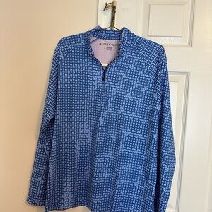 Mizzen+Main Blue Geometric Quarter Zip